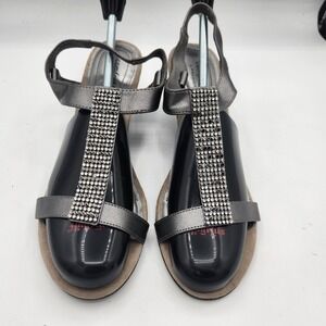 Comfort Plus Predictions Women's Gray Rhinestone Wedge Sandals Size 10W